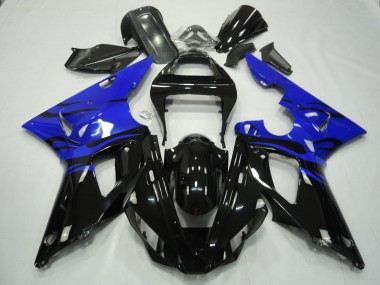 Shop Black Flame & Blue Yamaha R1 Motorcycle Fairings 00-01