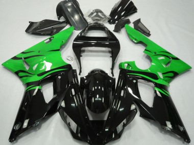 Shop Black Flame & Green Yamaha R1 Motorcycle Fairings 00-01