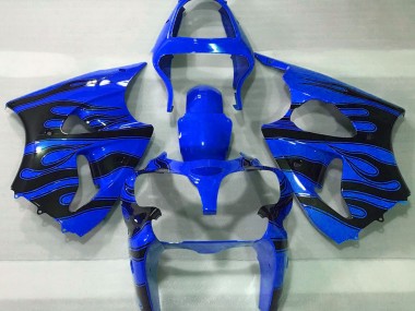 Shop Blue & Black Flame Kawasaki ZX6R Motorcycle Fairings 00-02