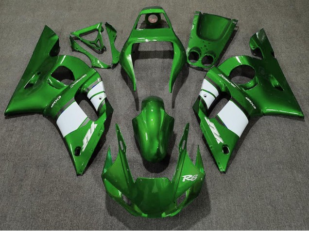 Shop Deep Green & White Yamaha R6 Motorcycle Fairings 98-02