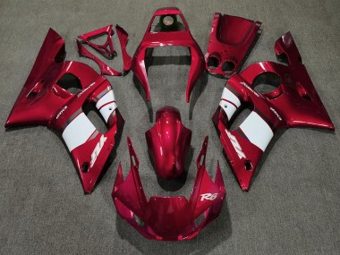 Shop Deep Red & White Yamaha R6 Motorcycle Fairings 98-02