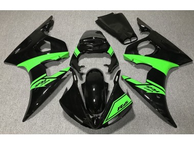 Shop Gloss Black and Green Yamaha R6 Motorcycle Fairings 03-04