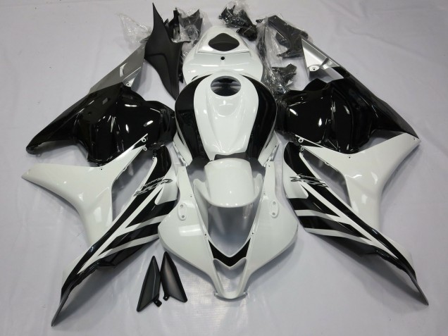 Shop Gloss Black and White Honda CBR600RR Motorcycle Fairings 09-12