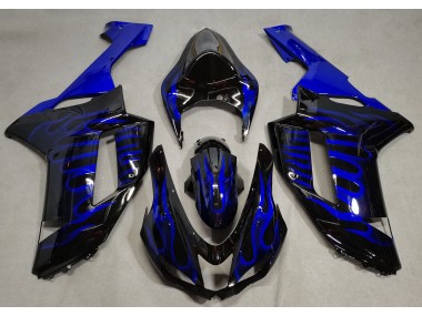 Shop Gloss Black & Blue Flame Kawasaki ZX6R Motorcycle Fairings 07-08