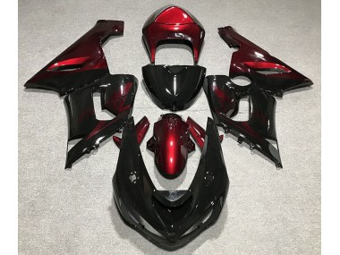 Shop Gloss Black & Deep Red Kawasaki ZX6R Motorcycle Fairings 05-06