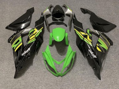 Shop Gloss Black & Green Racing Kawasaki ZX6R Motorcycle Fairings 13-18