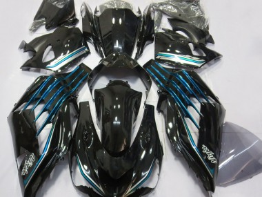 Shop Gloss Black & Light Blue Kawasaki ZX14R Motorcycle Fairings 12-19