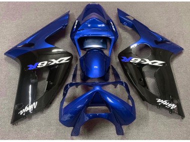 Shop Gloss Blue and Black Kawasaki ZX6R Motorcycle Fairings 03-04