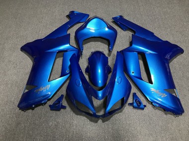 Shop Gloss Blue & Chrome Logos Kawasaki ZX6R Motorcycle Fairings 07-08