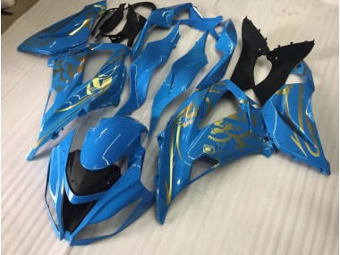 Shop Gloss Blue with Gold Kawasaki ZX10R Motorcycle Fairings 16-19