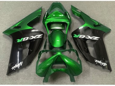 Shop Gloss Green and Black Kawasaki ZX6R Motorcycle Fairings 03-04