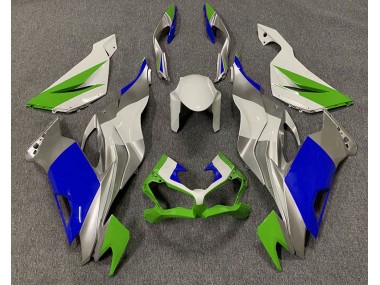 Shop Gloss Green Blue and Silver Kawasaki ZX6R Motorcycle Fairings 19-20