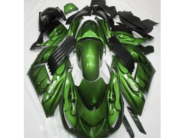 Shop Gloss Green & Flame Kawasaki ZX14R Motorcycle Fairings 06-11