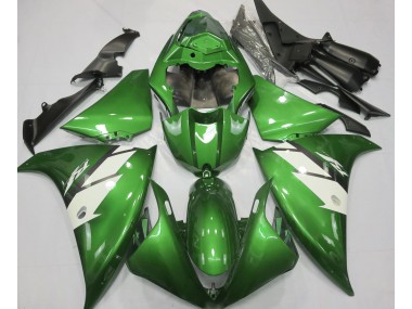 Shop Gloss Green & White Yamaha R1 Motorcycle Fairings 13-14