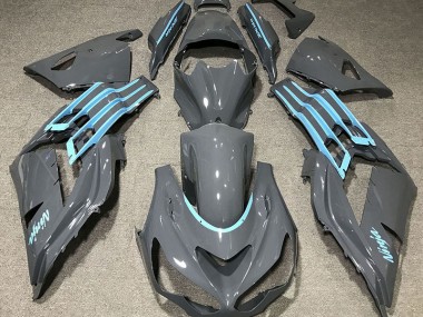 Shop Gloss Grey & Light Blue Kawasaki ZX14R Motorcycle Fairings 12-19