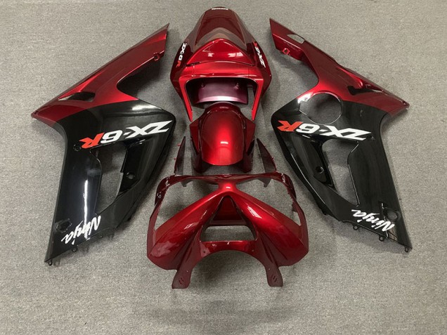 Shop Gloss Red and Black Kawasaki ZX6R Motorcycle Fairings 03-04