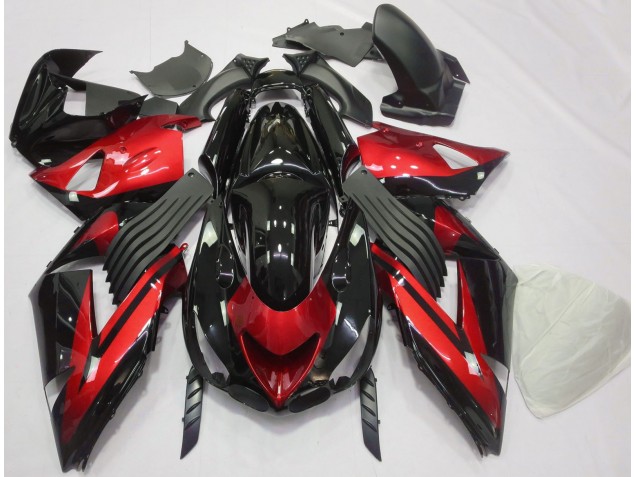 Shop Gloss Red and Black Plain Kawasaki ZX14R Motorcycle Fairings 06-11