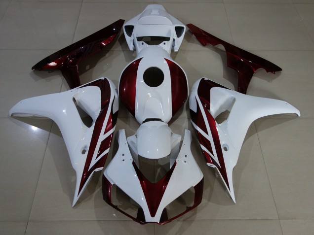 Shop Gloss White and Deep Red Honda CBR1000RR Motorcycle Fairings 06-07