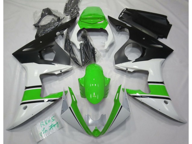 Shop Gloss White and Green Yamaha R6 Motorcycle Fairings 03-04