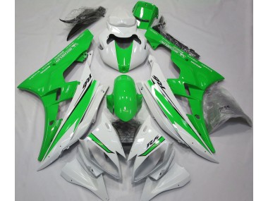 Shop Gloss White and Green Yamaha R6 Motorcycle Fairings 06-07