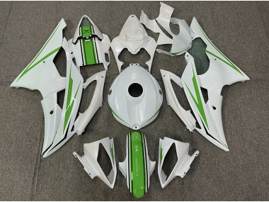 Shop Gloss White and Green Yamaha R6 Motorcycle Fairings 08-16