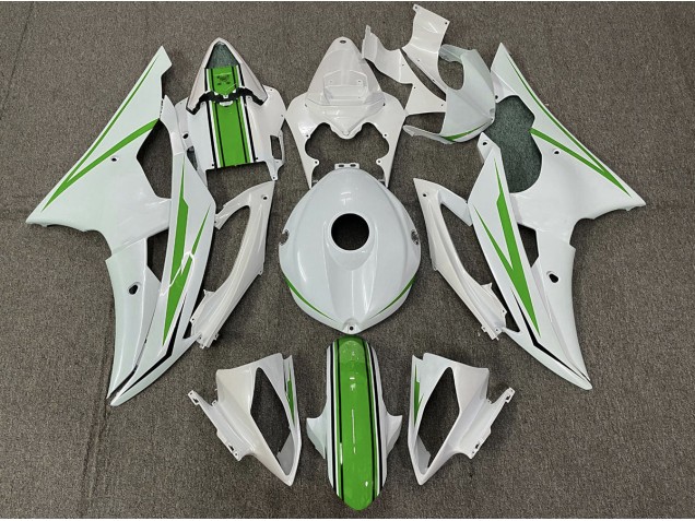 Shop Gloss White and Green Yamaha R6 Motorcycle Fairings 08-16