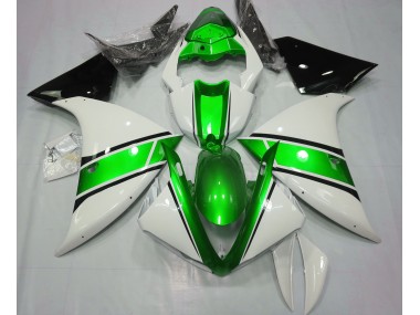 Shop Gloss White and Metallic Green Yamaha R1 Motorcycle Fairings 09-12