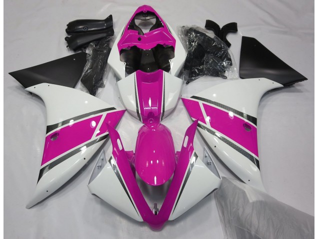 Shop Gloss White and Pink Yamaha R1 Motorcycle Fairings 09-12