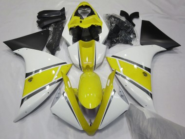 Shop Gloss White and Yellow Yamaha R1 Motorcycle Fairings 09-12