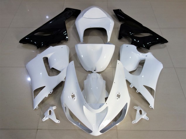 Shop Gloss White & Black Kawasaki ZX6R Motorcycle Fairings 05-06