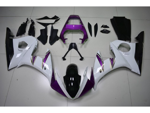 Shop Gloss White & Purple Accents Yamaha R6 Motorcycle Fairings 03-04