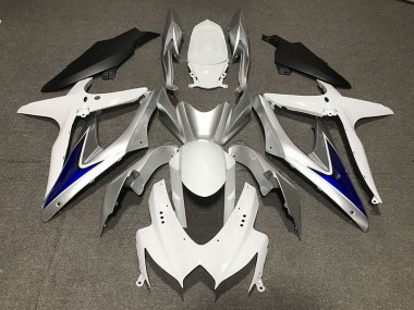 Shop Gloss White With Silver and blue Matte Black Lower Suzuki GSXR750 Motorcycle Fairings 08-10