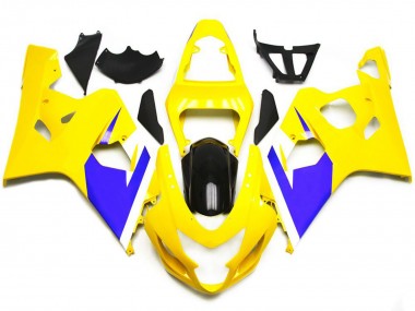 Shop Gloss Yellow and Vibrant Blue Custom Suzuki GSXR750 Motorcycle Fairings 04-05