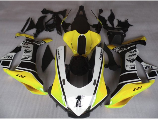 Shop Gloss Yellow & White Yamaha R1 Motorcycle Fairings 15-19