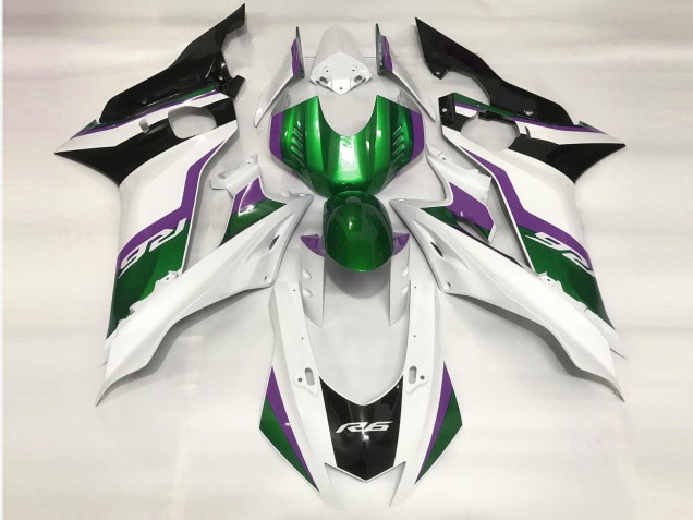 Shop Green and Gloss White Yamaha R6 Motorcycle Fairings 17-19