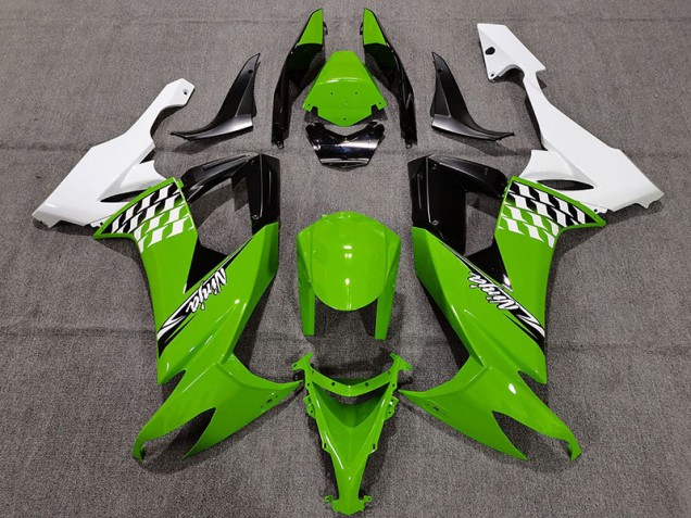 Shop Green and White Cheq Kawasaki ZX10R Motorcycle Fairings 08-10