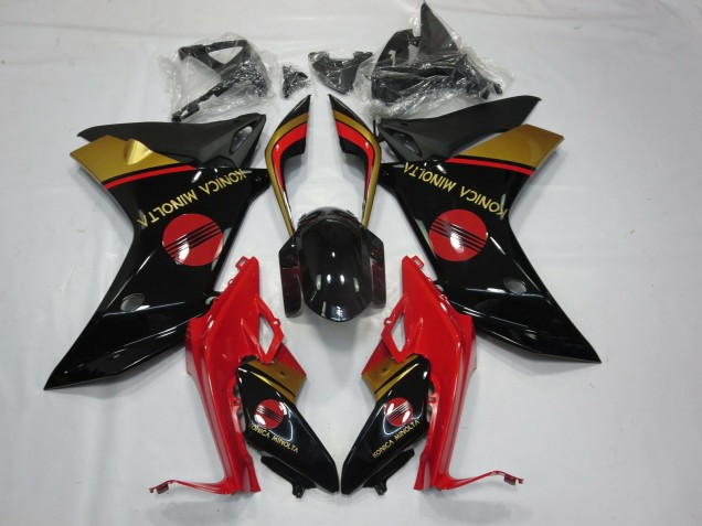 Shop KM Red Black and Gold Honda CBR600F Motorcycle Fairings 11-12