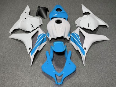 Shop Light Blue and White Side Stripe Honda CBR600RR Motorcycle Fairings 09-12