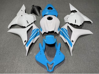 Shop Light Blue and White Side Stripe Honda CBR600RR Motorcycle Fairings 09-12