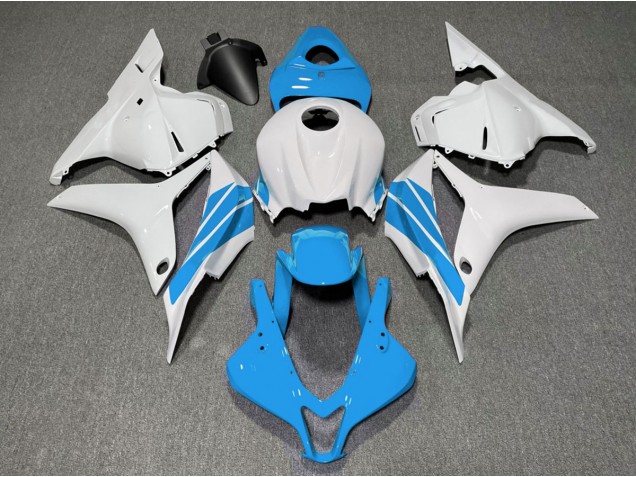 Shop Light Blue and White Side Stripe Honda CBR600RR Motorcycle Fairings 09-12