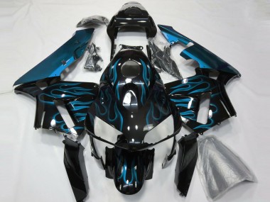 Shop Light Blue Flames Honda CBR600RR Motorcycle Fairings 03-04