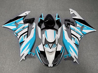 Shop Light Blue White and Black Zag Kawasaki ZX6R Motorcycle Fairings 09-12