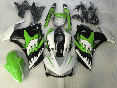 Shop Lime Green and White Shark Yamaha R3 Motorcycle Fairings 15-18