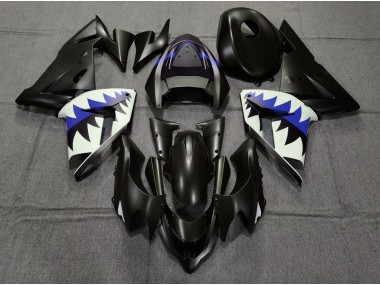 Shop Matte Black and Dark Blue Shark Kawasaki ZX10R Motorcycle Fairings 04-05