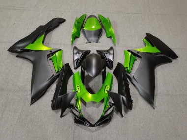 Shop Matte Black and Green Suzuki GSXR750 Motorcycle Fairings 11-20