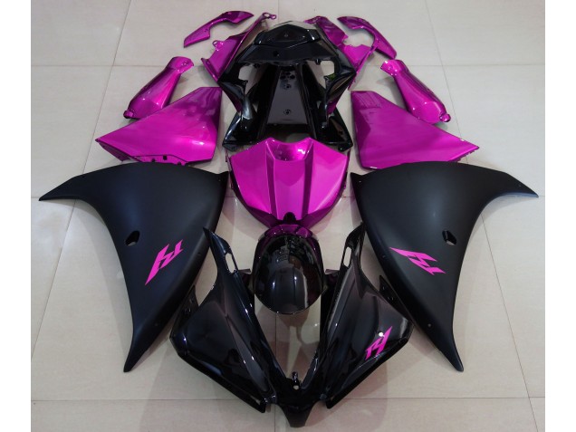 Shop Matte Black and Pink Yamaha R1 Motorcycle Fairings 13-14