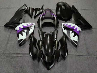 Shop Matte Black and Purple Shark Kawasaki ZX10R Motorcycle Fairings 04-05