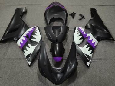 Shop Matte Black and Purple Shark Kawasaki ZX6R Motorcycle Fairings 05-06