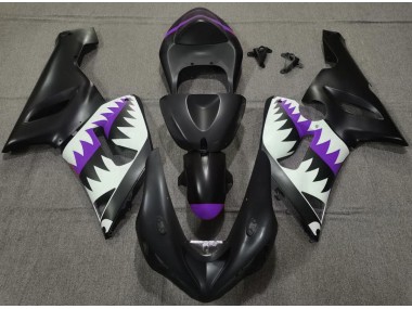 Shop Matte Black and Purple Shark Kawasaki ZX6R Motorcycle Fairings 05-06