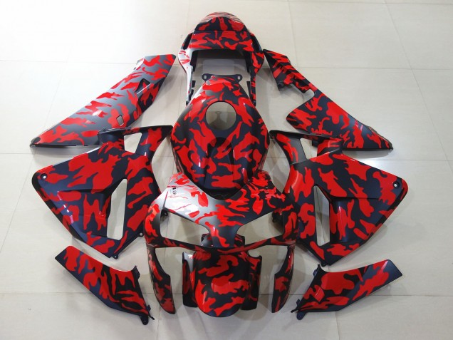 Shop Matte Black and Red Camo Honda CBR600RR Motorcycle Fairings 03-04